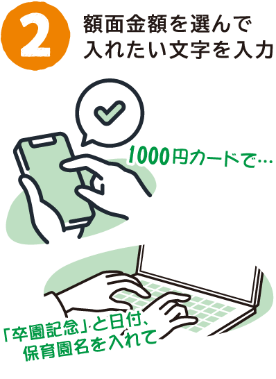 額面金額を選んで入れたい文字を入力